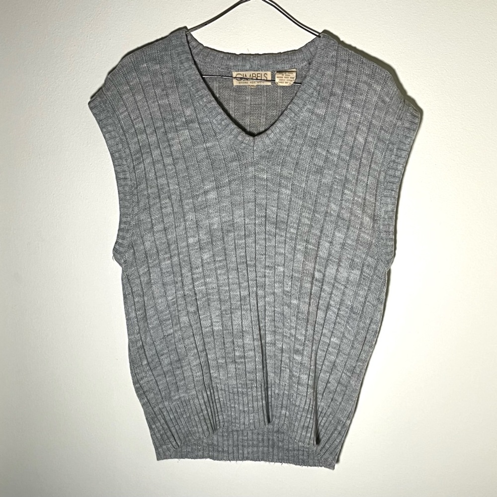 Classic Gray Ribbed Sweater Knit Vest From Gimbels Store For Men